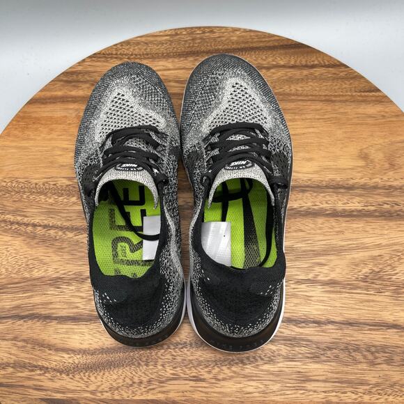 Nike Free RN Flyknit Shoes Womens 8.5 Oreo White Black Running Comfort Walking - Picture 5 of 8